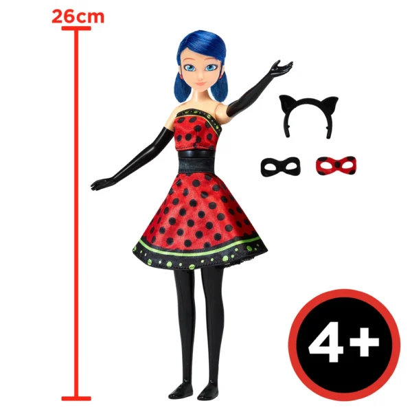 Miraculous - Poupée Ladybug Transformation - Poupée 26 cm qui se transforme en Lady Noire et Bug Noire - Jouet Miraculous - Poupée articulée avec 2 tenues – Image 4